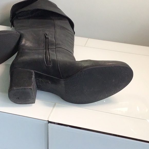 Womens OTK High Black Lined Leather Boots - Picture 7 of 10